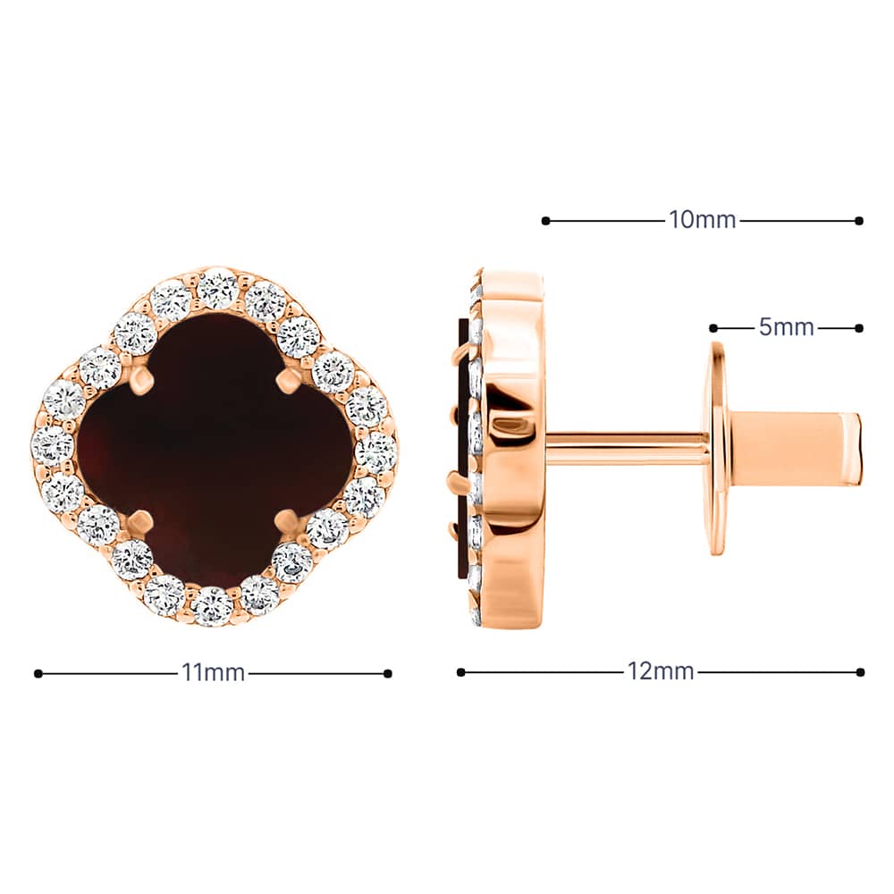 Золоті сережки Конюшина з червоним агатом (з40082.4) - 6