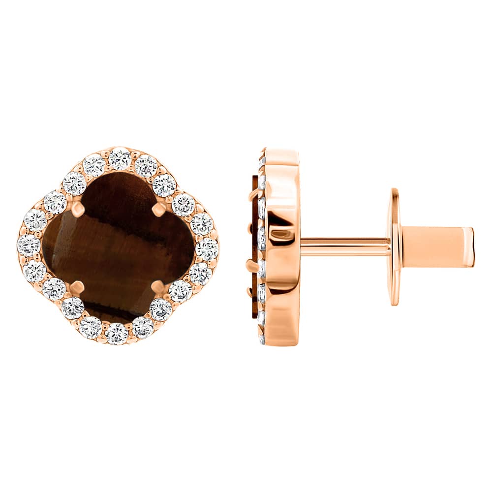 Золоті сережки Конюшина з тигровим оком (з40082.5) - 1