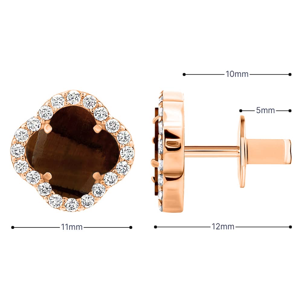 Золоті сережки Конюшина з тигровим оком (з40082.5) - 6