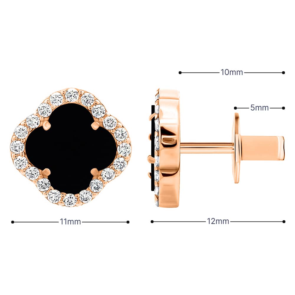 Золоті сережки Конюшина з оніксом (з40082) - 6