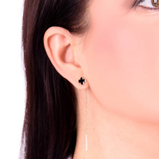 Золоті сережки-протяжки Конюшина з емаллю (з40083) - 2