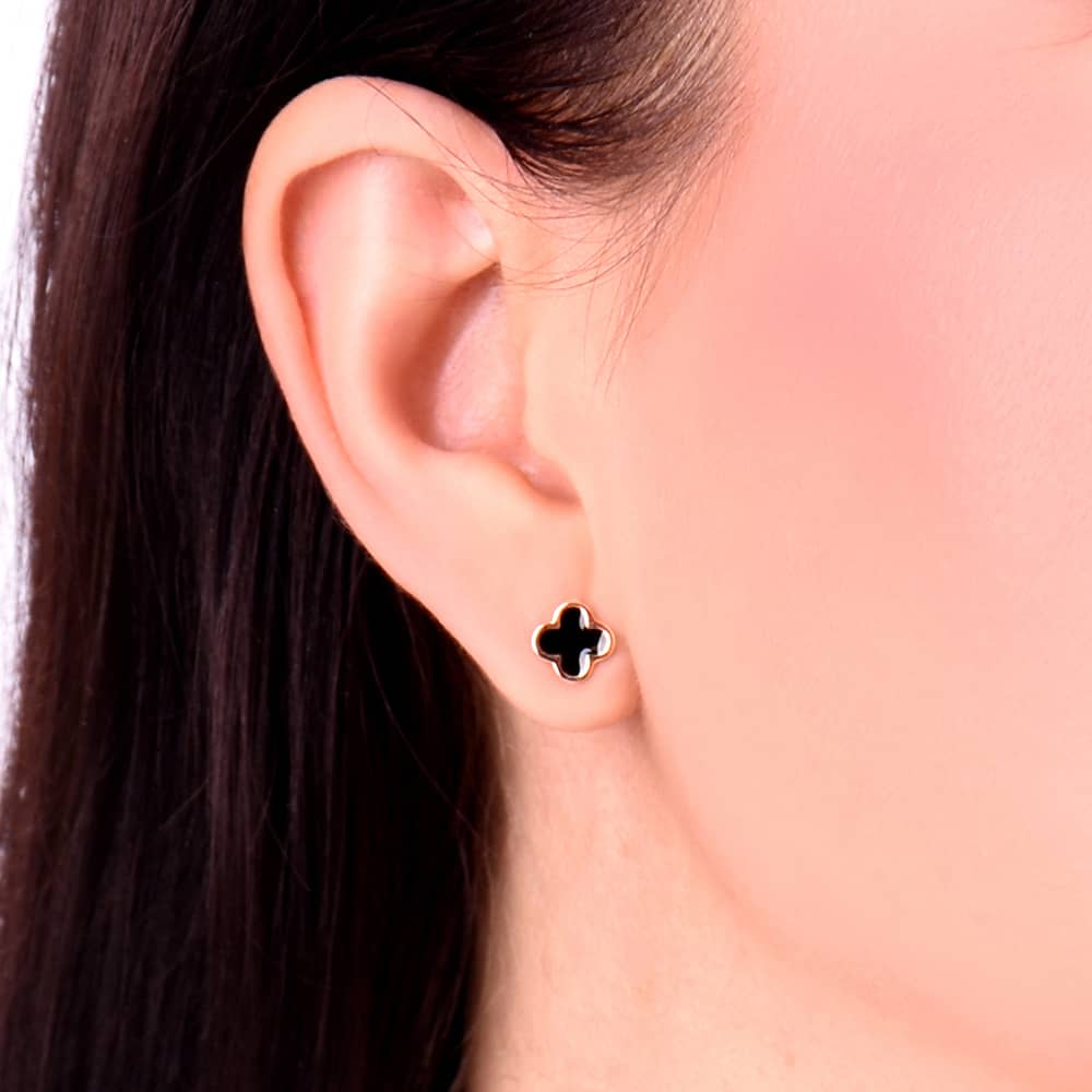 Золоті сережки Конюшина з емаллю (з40084) - 2