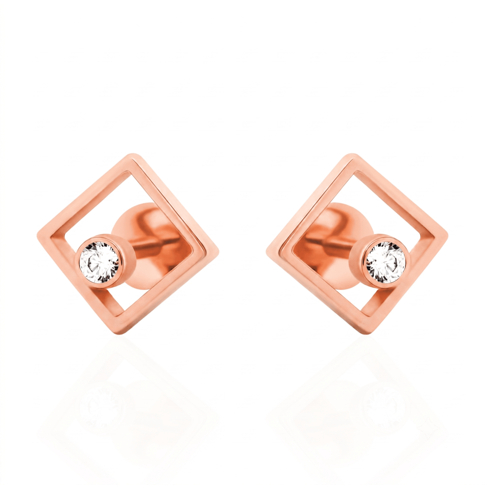Серьги-пусеты с винтовой закруткой из красного золота (з4986) - 1