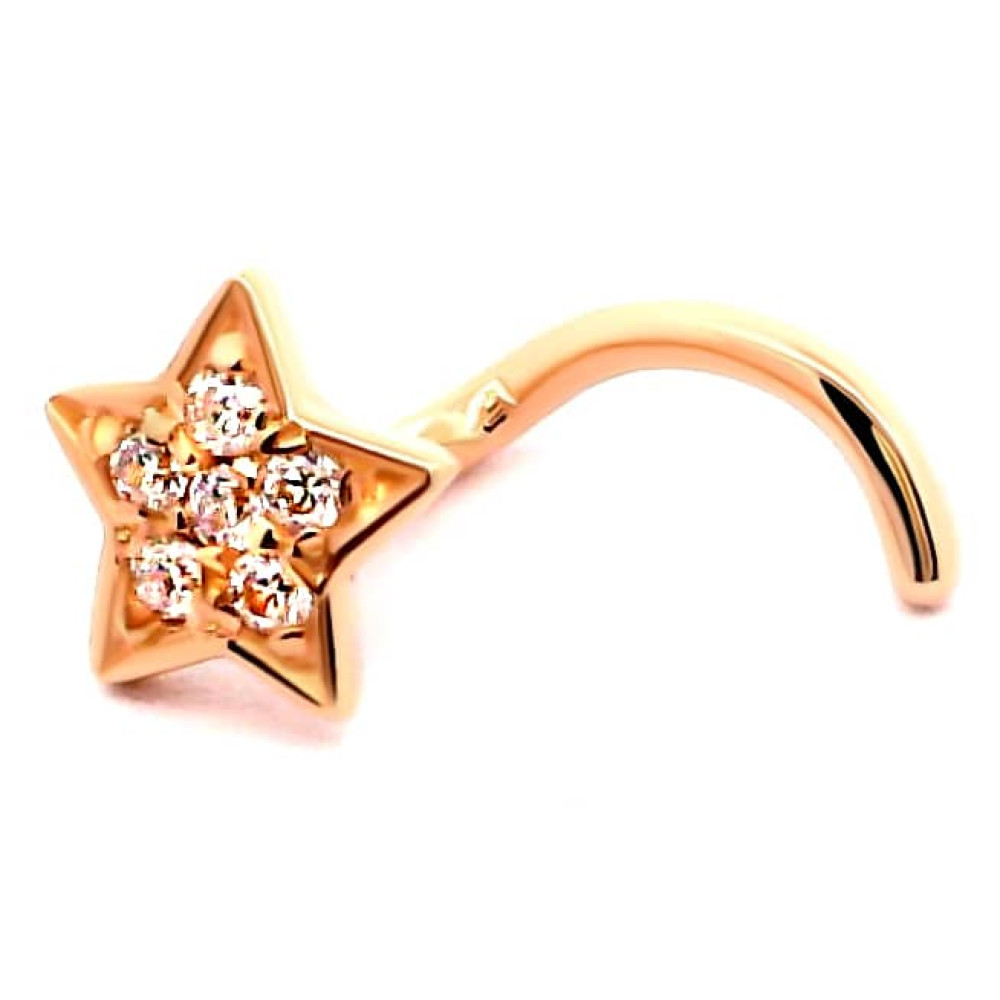 Золотий пірсинг в ніс Зірка (з6015) - 1