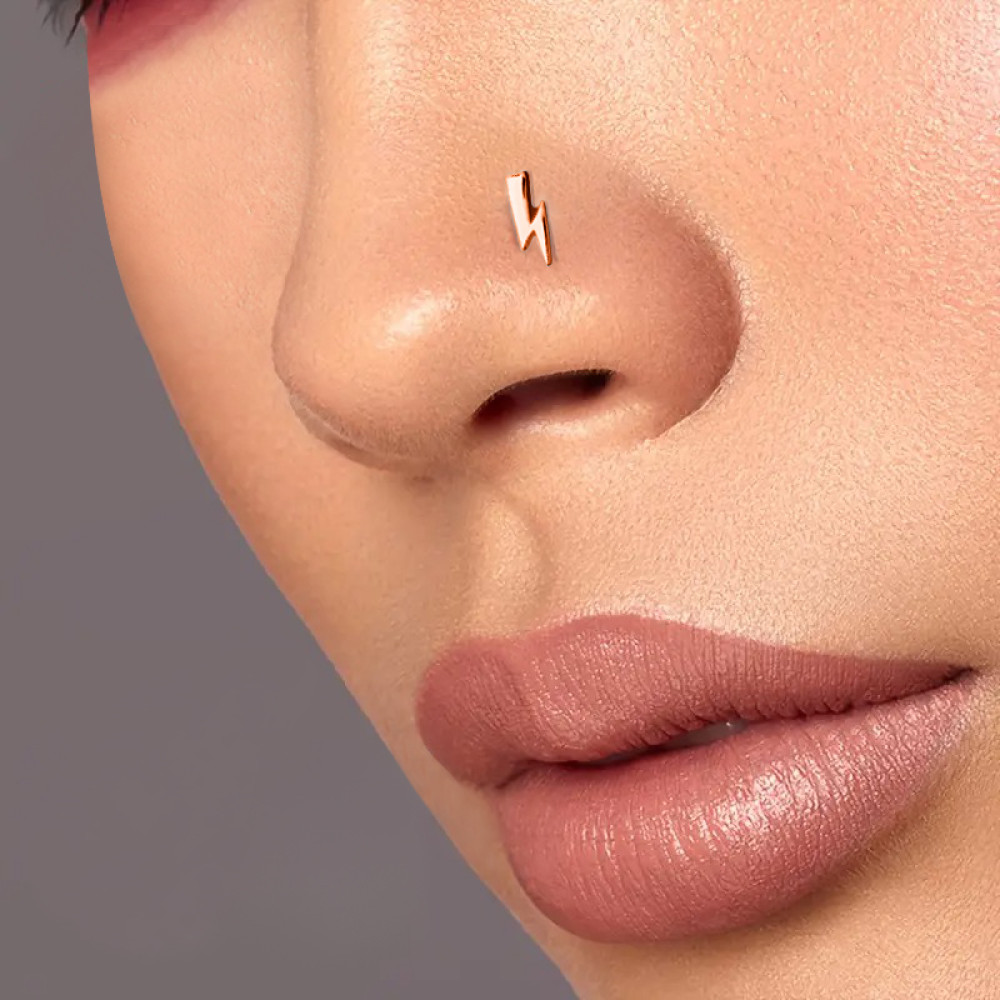 Золотий пірсинг в ніс Блискавка (з6034) - 2