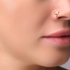 Золотий пірсинг обманка в ніс Зірка (з6036) - 2