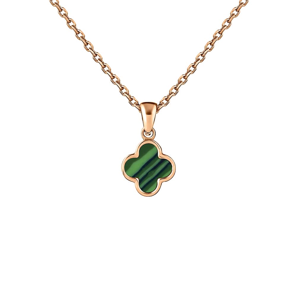 Золотий кулон Конюшина з малахітом (з7371.1) - 1