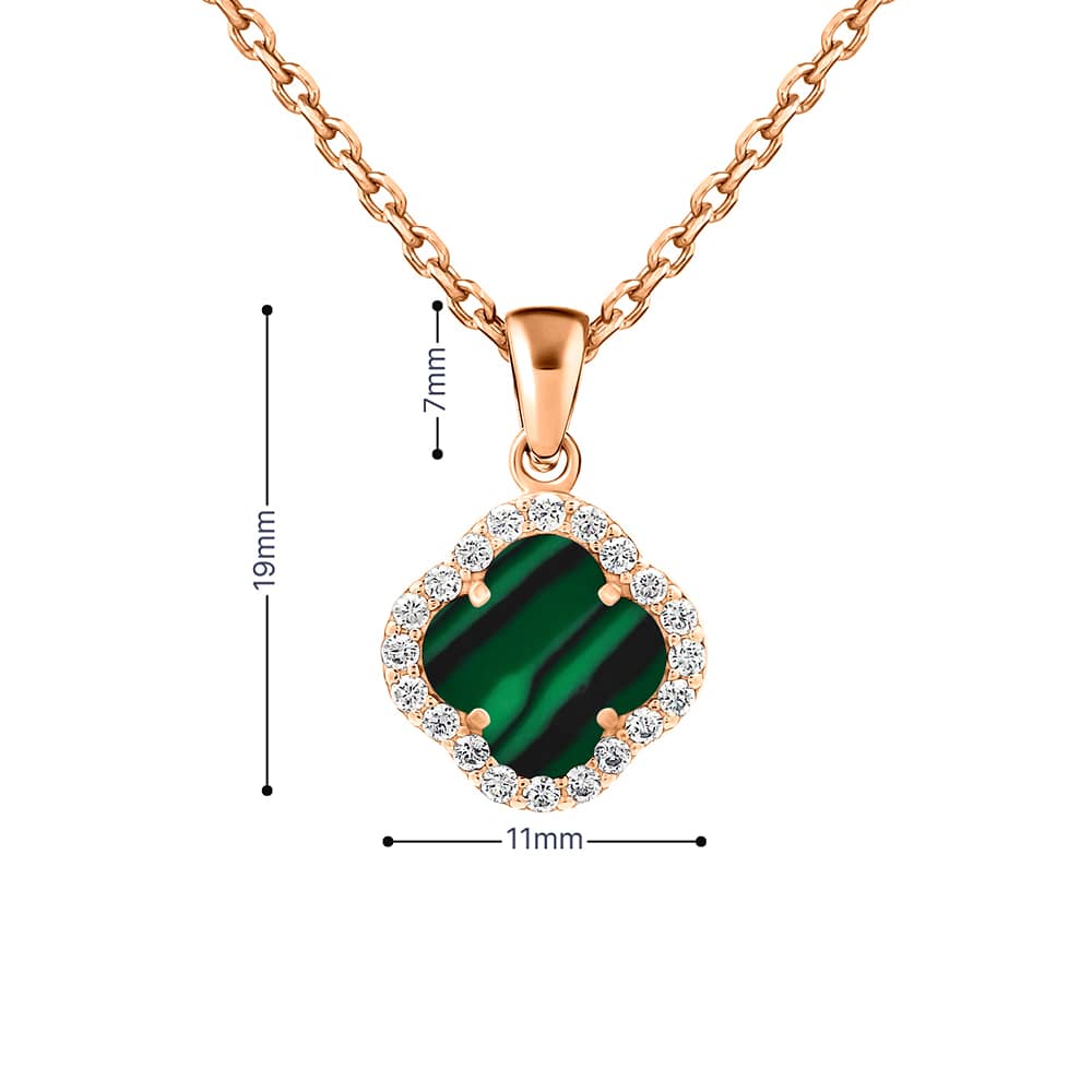 Золотий кулон Конюшина з малахітом (з7374.1) - 5