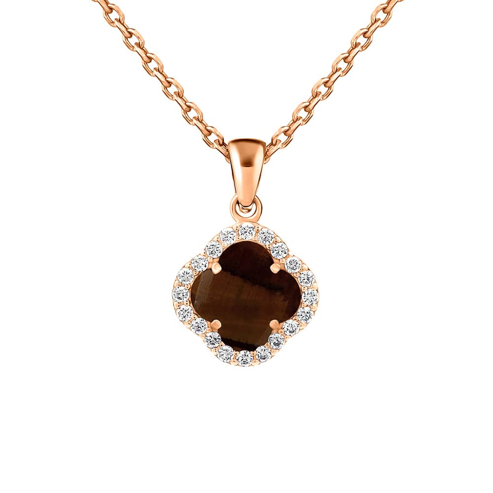 Золотий кулон Конюшина з тигровим оком (з7374.5) - 1