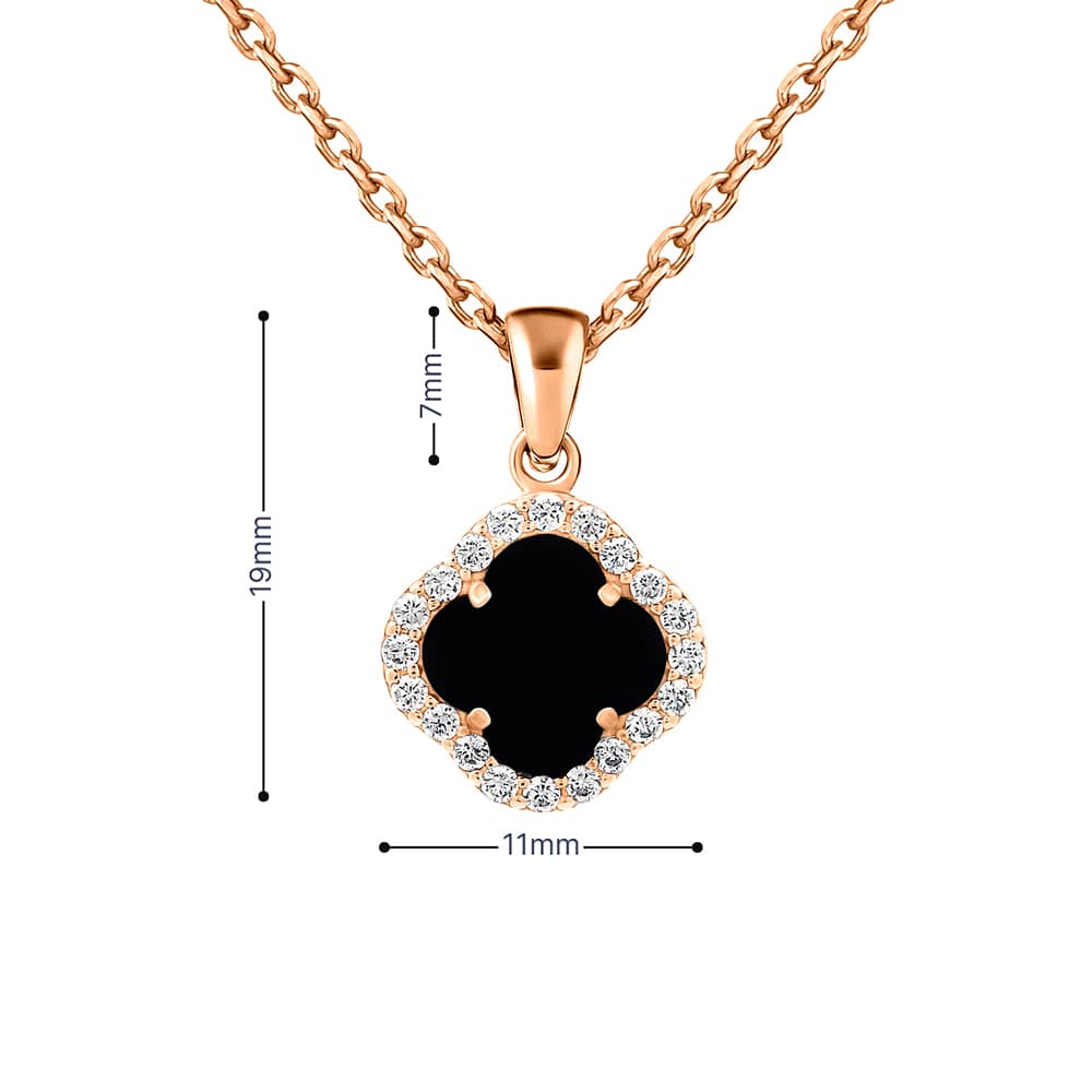 Золотий кулон Конюшина з оніксом (з7374) - 5