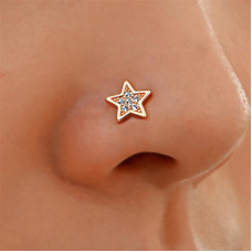 Золотий пірсинг в ніс Зірка (з6015) - 2